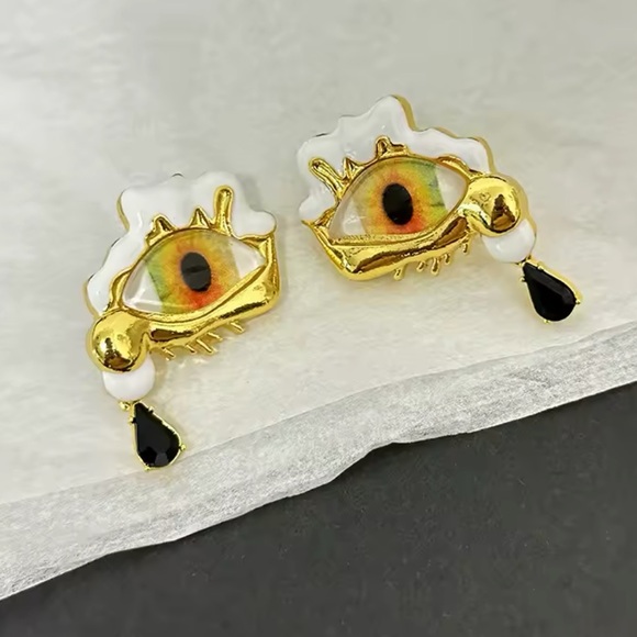 Micola - Personality Art Devil's Eye Teardrop Earrings & Ring Set ( Adjustable) - Picture 12 of 15